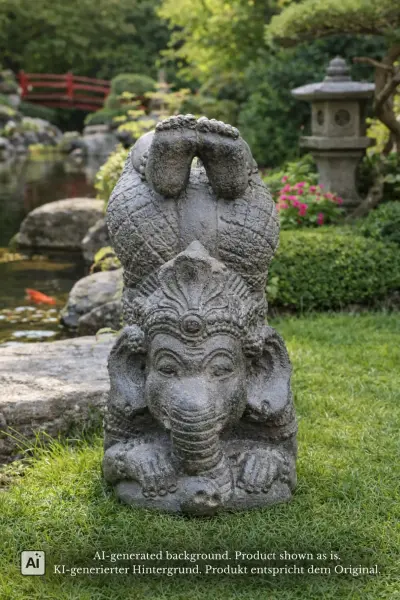 Product image of the product “Ganesha with headstand in lotus pose , 35cm height, cast stone, handcrafted & coloured ”